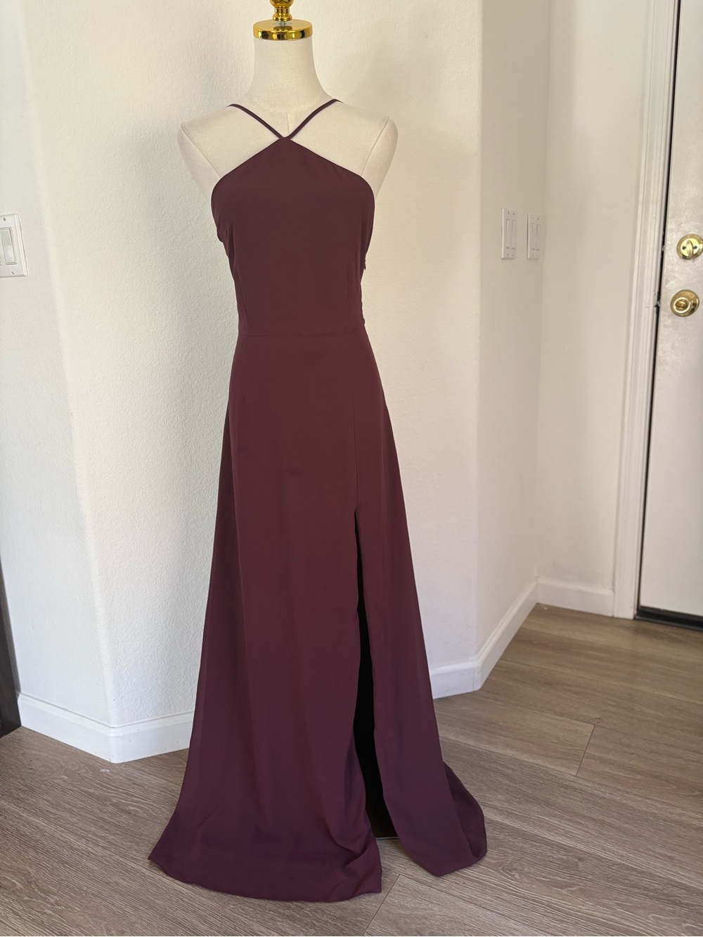 Tobi Wine Halter Prom Gown